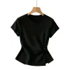 Large-sized black Korean-style women's casual short-sleeved T-shirt for women Item Picture